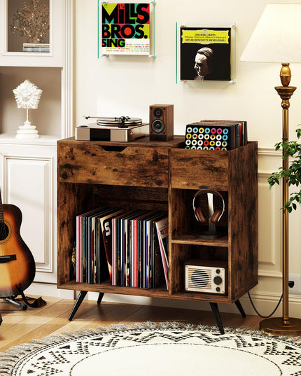 Giantex Large Record Player Stand with Charging Station