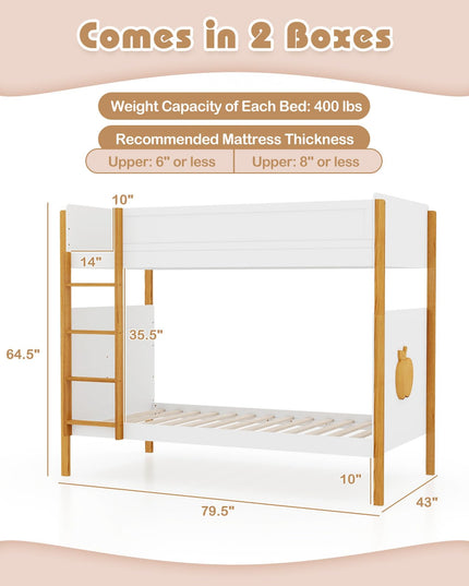 Giantex Wood Twin Over Twin Bunk Bed