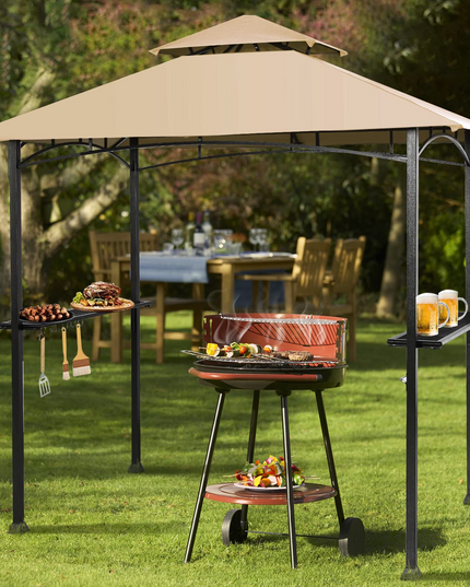 Giantex Grill Gazebo, 8ft x 5ft Grill Station with Canopy, Outdoor Grill Shelter Barbecue Tent