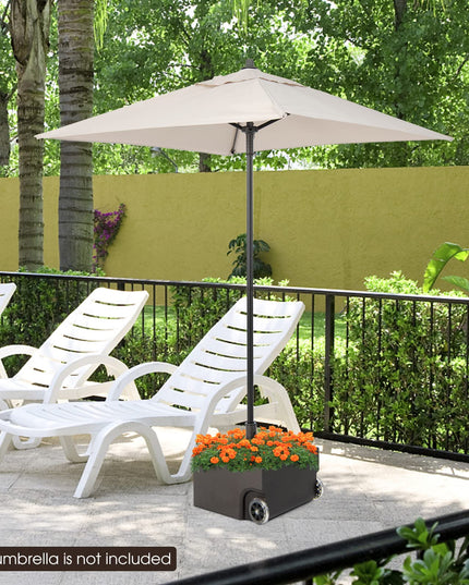 Giantex 150lbs Filled Umbrella Base with Wheels, Heavy Duty Umbrella Stand with Fillable Planter, Drainage Holes, Fit for 1.6''-2.1'' Pole