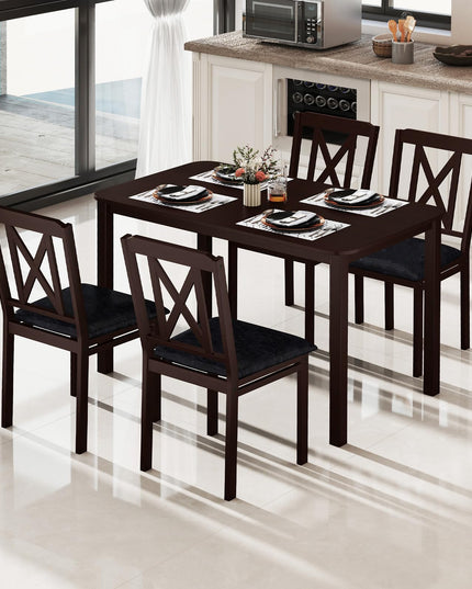Giantex 5 Piece Dining Table Set for 4 with Rubber Wood Legs