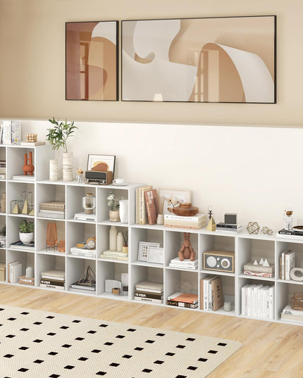 Giantex 4-Cube Bookcase, White Cubby Bookshelf w/Back Guardrail & Anti-Tipping Kits
