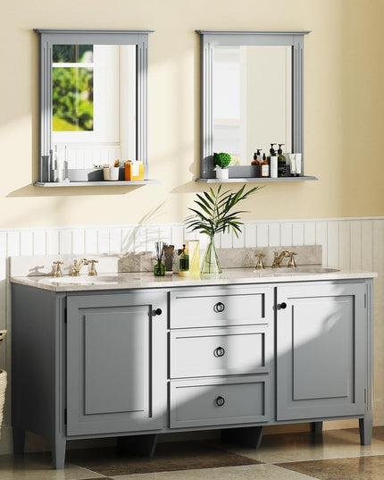 Wooden Frame Modern Rectangular Hanging Vanity Makeup Mirrors for Washroom