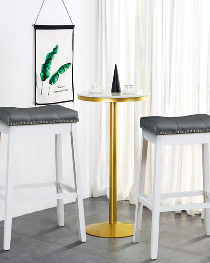 Backless Counter Stool with Footrest, Soft Seat Cushion