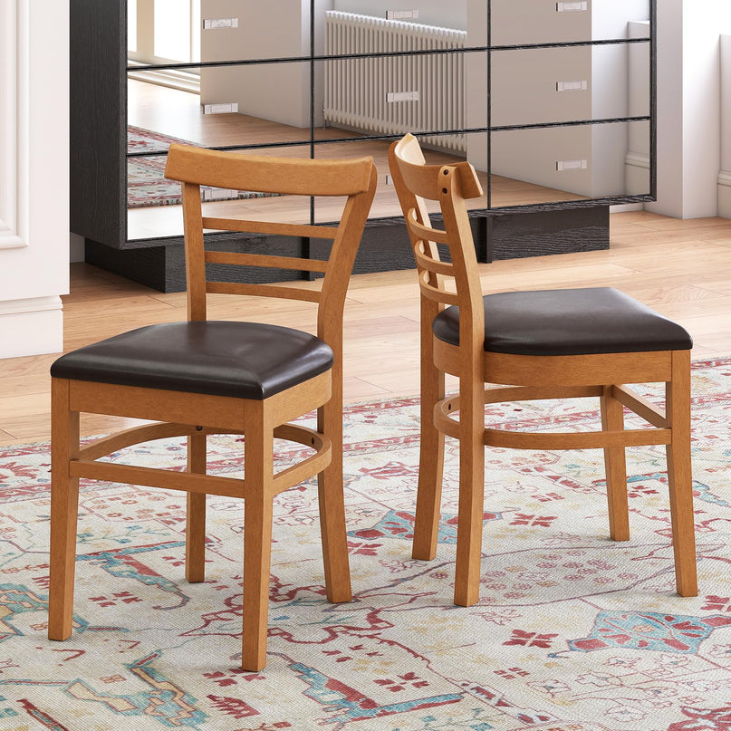 Giantex Wooden Dining Chairs Set of 2/4 w/Rubber Wood Legs