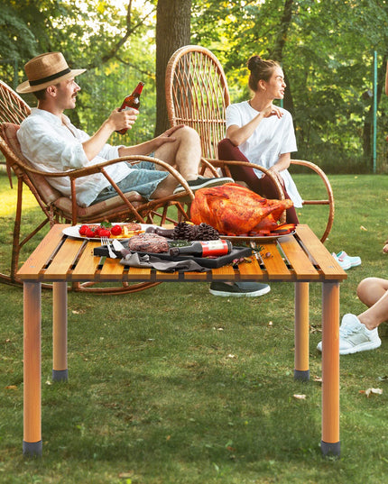 Giantex Portable Camping Table, Folding Picnic Table with Carrying Bag & Roll-up Tabletop