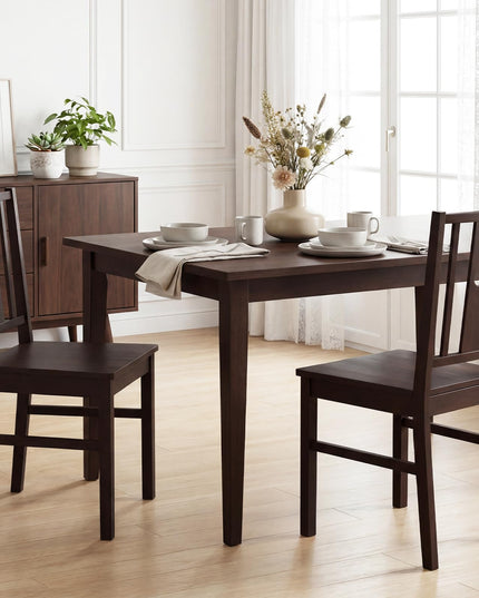 Giantex Solid Rubber Wood Dining Chairs Set of 2/4 with Slatted Curved Backrest