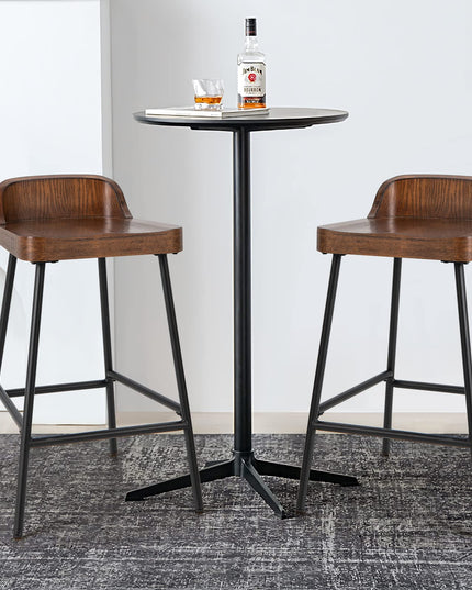 Bar Stool, 24.5-Inch Height Industrial Pub Stool with Backrest and Footrest, Metal Legs, Low-Back Breakfast