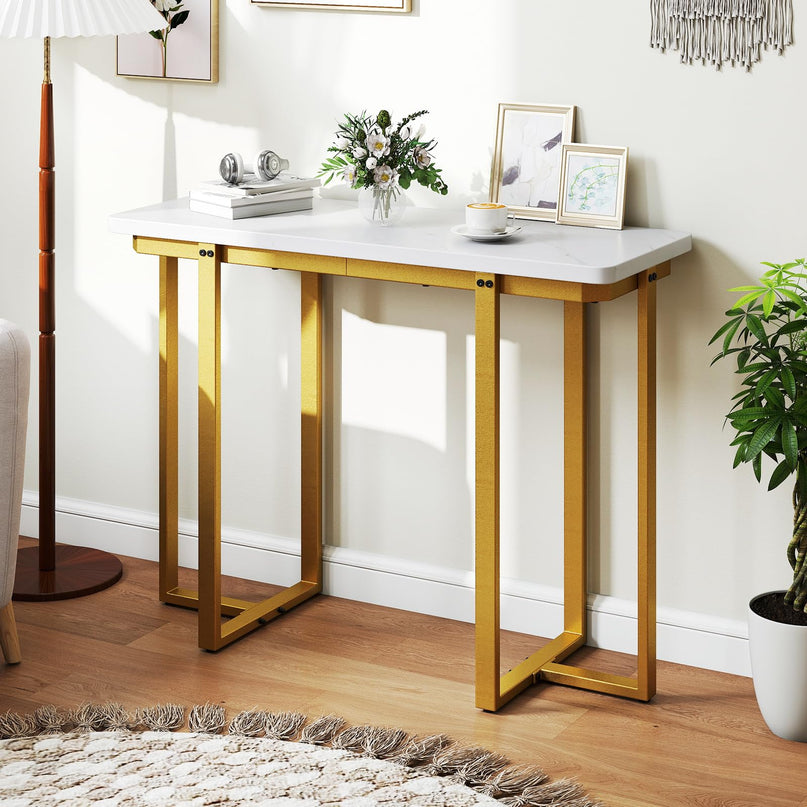 Giantex 42" Console Table Modern Faux Marble Entryway Table