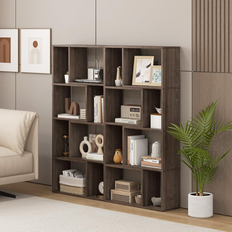 Giantex 8-Cube Geometric Bookshelf Set of 1/2, 4-Tier High Bookcase, 48" Modern Storage Organizer