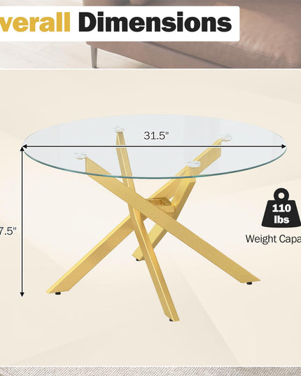 Giantex Round Glass Coffee Table 31.5" Modern Center Table
