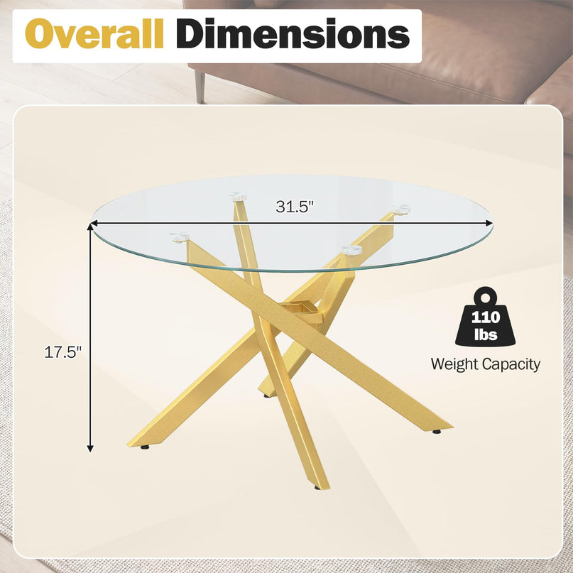 Giantex Round Glass Coffee Table 31.5" Modern Center Table