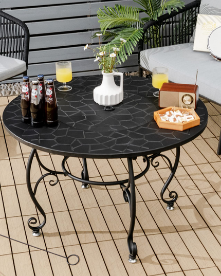 Fire Pit Table 4-in-1 Outdoor Dining Table, 36 Inch Multifunctional Metal Round Patio Table