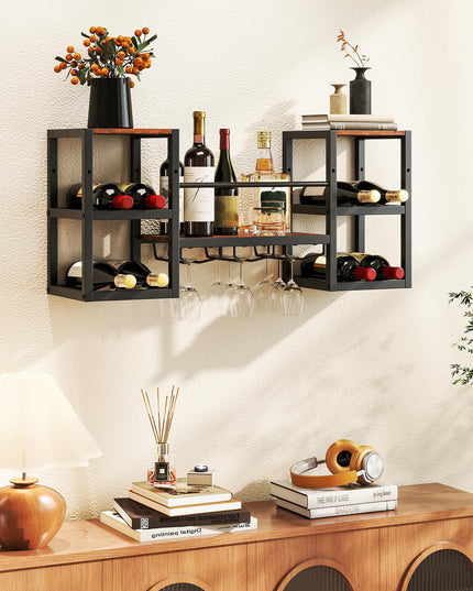 Giantex Wine Rack Wall Mounted with 3 Glass Holders