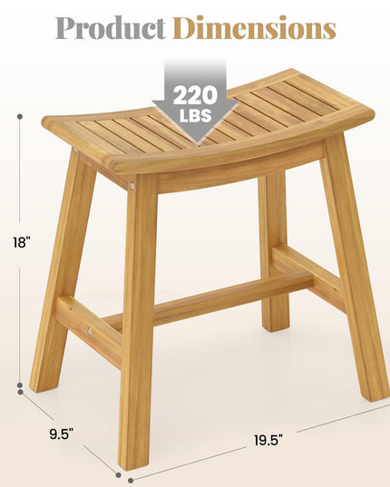 Giantex Teak Wood Shower Bench - Waterproof Shower Stool with Curved Seat for Inside Shower, 19.5" x 9.5" x 18"