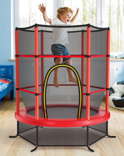 55" Kids Trampoline with Safety Enclosure Net - Giantex
