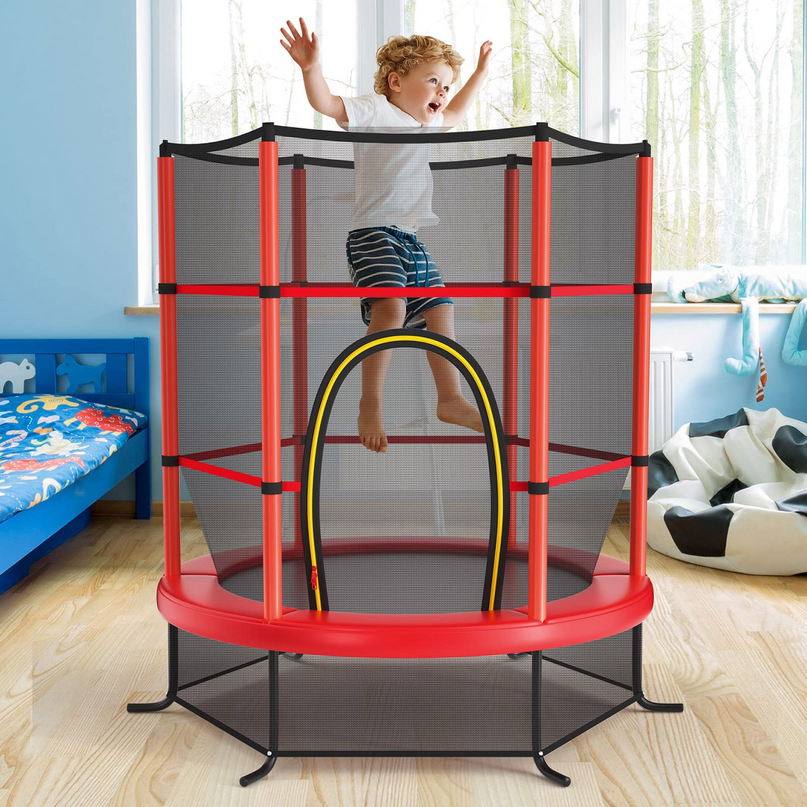 55" Kids Trampoline with Safety Enclosure Net - Giantex