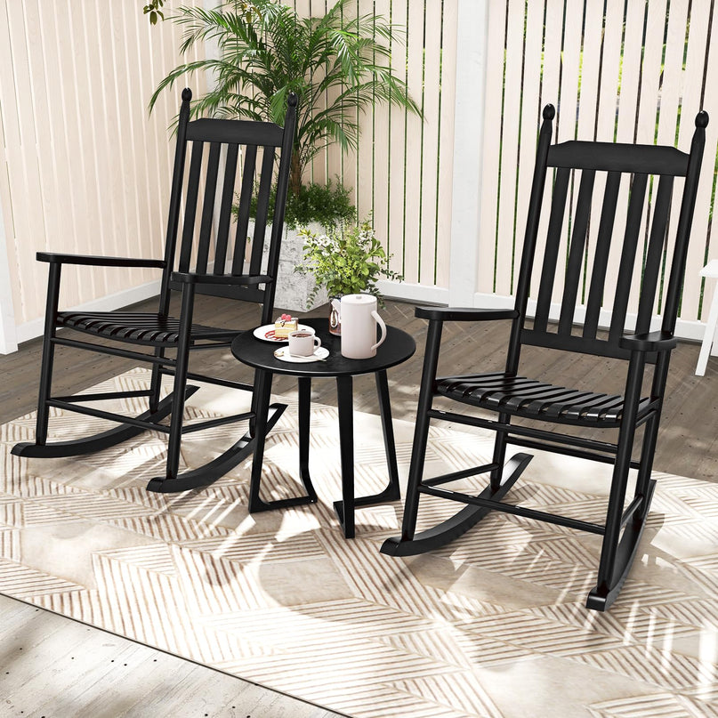 Giantex Outdoor Rocking Chair Set, All Weather Patio Rocker w/Solid Rocking Base & High-Back