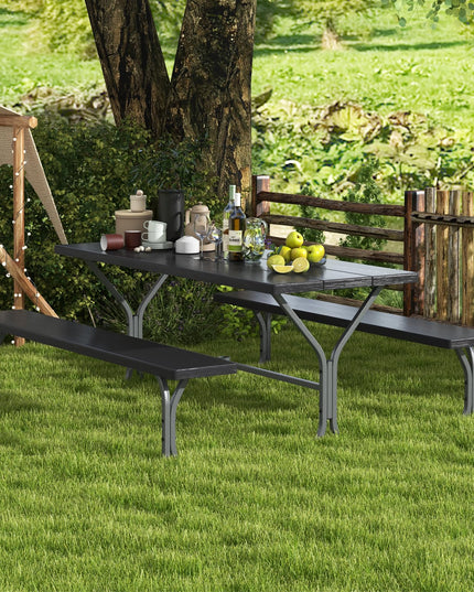 Giantex Picnic Table 6FT for 8 Person, Outdoor Table Set w/ 2 Benches
