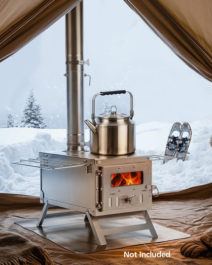 GIANTEX Hot Tent Stove | Portable Wood Burning Stove with 7 Chimney Pipes