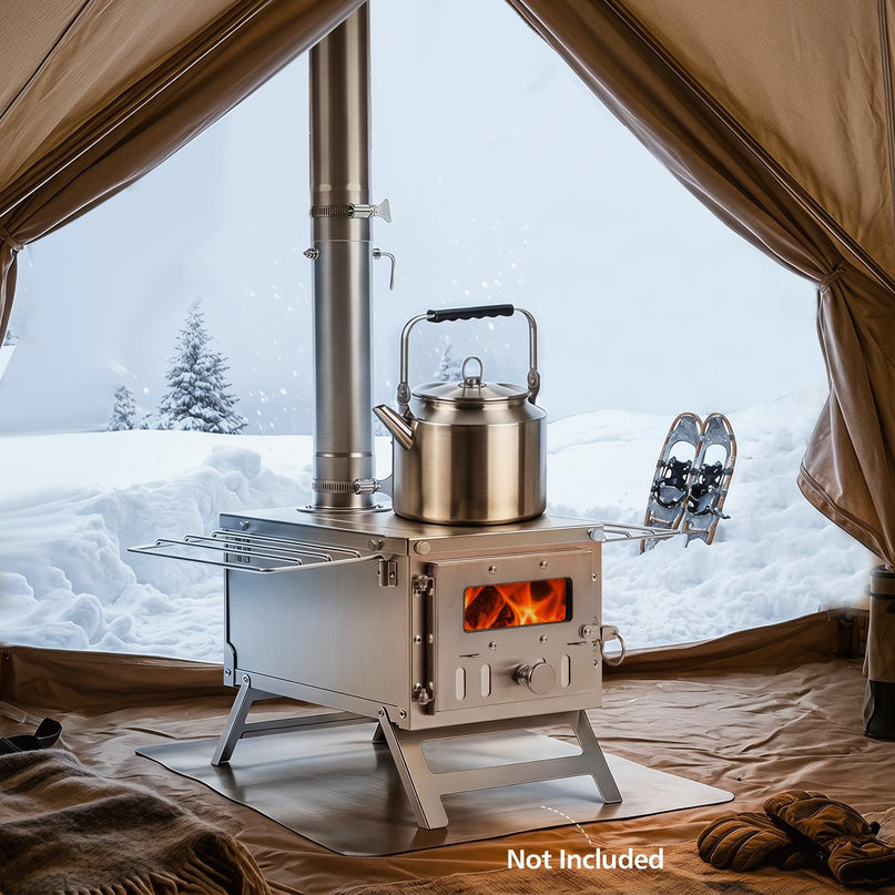 GIANTEX Hot Tent Stove | Portable Wood Burning Stove with 7 Chimney Pipes