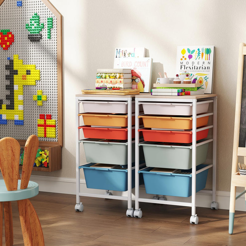 Giantex Rolling Storage Cart with 5 Drawers Utility Cart（25"H）