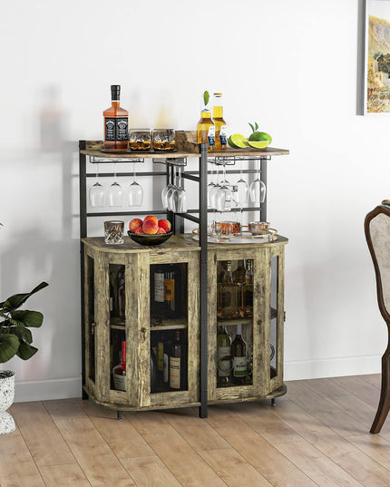 Giantex Corner Bar Cabinet with Glass Holder