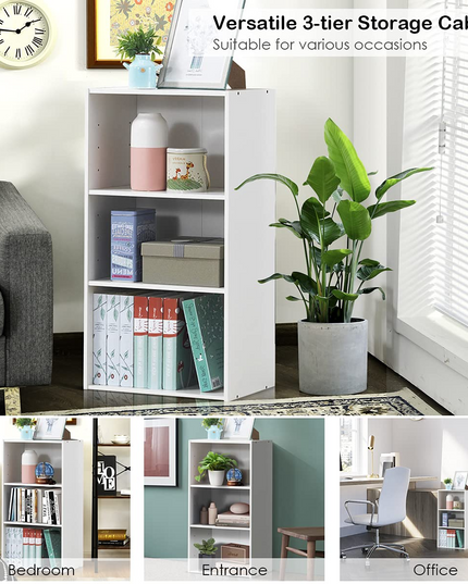 3 Shelf Bookcase Book Shelves Open Storage Cabinet