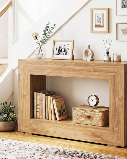 GIANTEX 47" Farmhouse Wooden Console Table with Open Storage Shelf