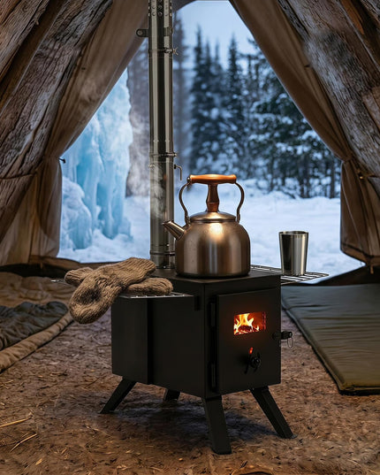 GIANTEX Hot Tent Stove | 8.4 ft Wood Burning Stove with Ash Tray