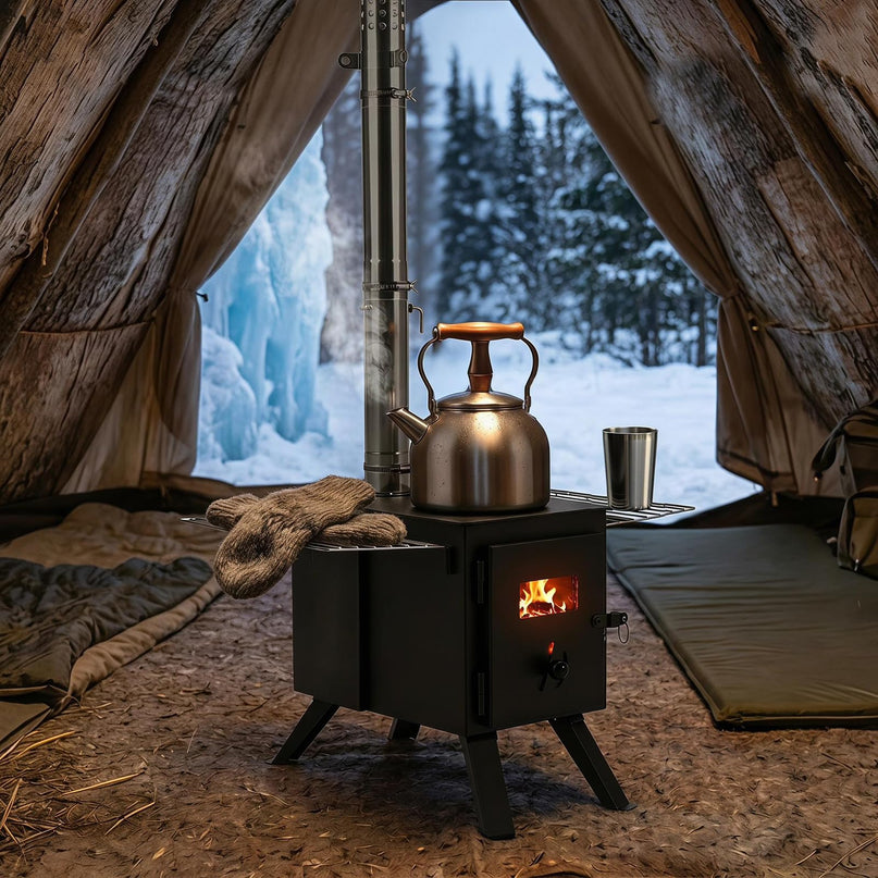 GIANTEX Hot Tent Stove | 8.4 ft Wood Burning Stove with Ash Tray