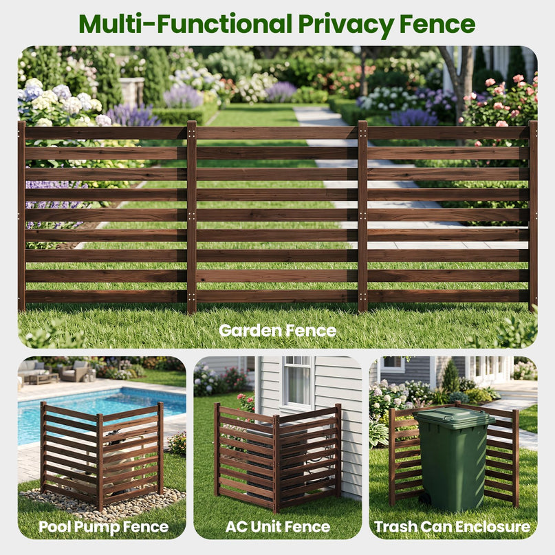 GIANTEX 2/3/4-Panel Outdoor Wood Privacy Screen Air Conditioner Fence