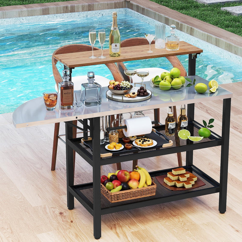 Table de bar extérieure Giantex avec plateau rabattable et table d'appoint pliable