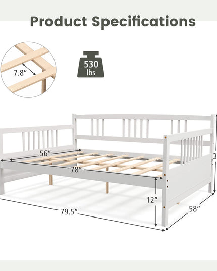 Giantex Full Size Daybed, Wooden Daybed Sofa Bed Frame with Wood Slat Support for Kids Teens (Full)