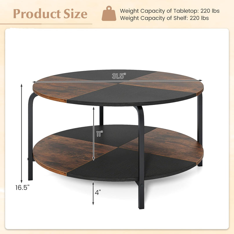 Giantex 2 Tier Center Table with Open Storage Shelf