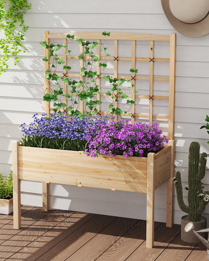 Giantex Raised Garden Bed with Trellis Outdoor Horticulture Planter