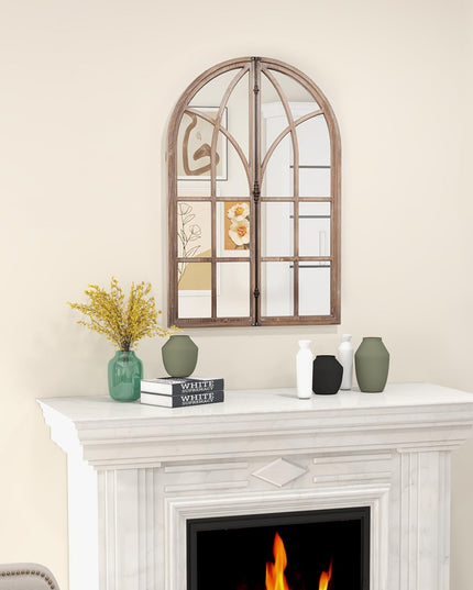 CHARMAID Farmhouse Arched Window Mirror - 34"x23" Arch Mirror Wall Decor