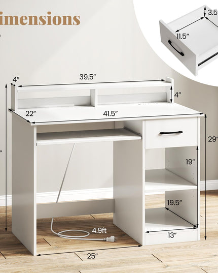 Giantex Modern Home Office Desk with Keyboard Tray PC Laptop Table Workstation