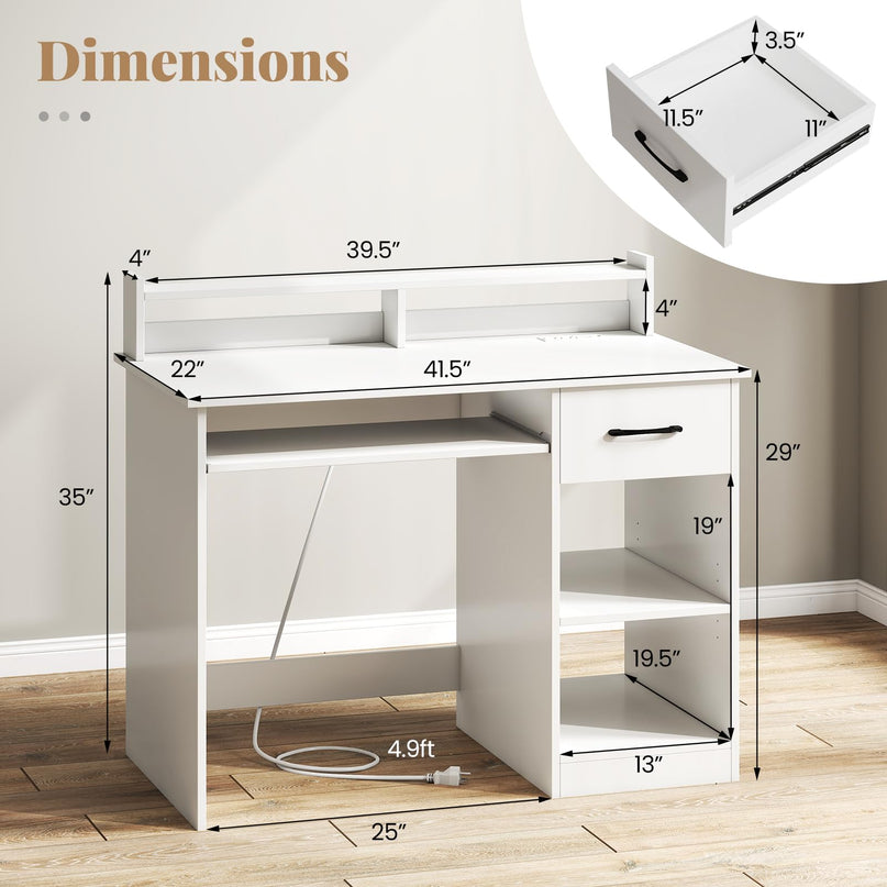 Giantex Modern Home Office Desk with Keyboard Tray PC Laptop Table Workstation
