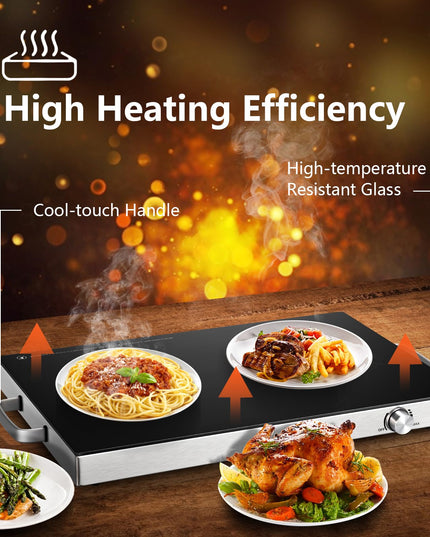 Giantex 2 Packs Electric Warming Tray, 22''x15'' Hot Plate with Adjustable Temperature Control