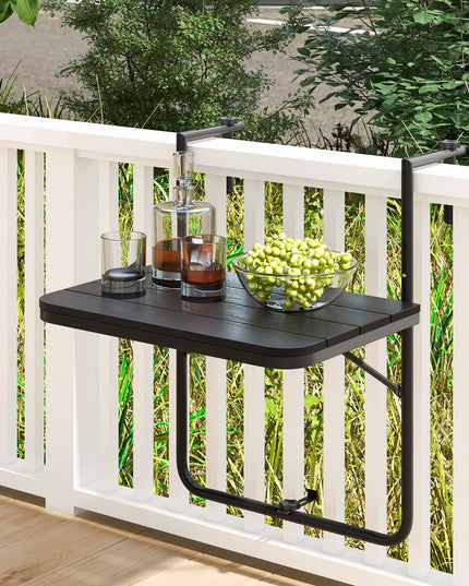 Giantex Outdoor Folding Hanging Table - Balcony Railing Table w/ 3-Level Height