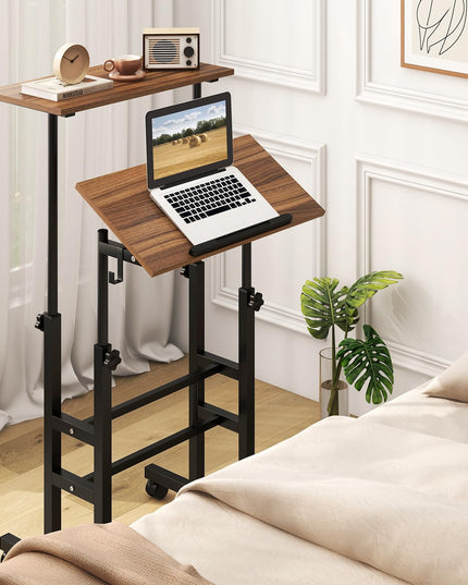 Giantex Mobile Stand up Desk, Height Adjustable, 24"D x 22"W x 49"H