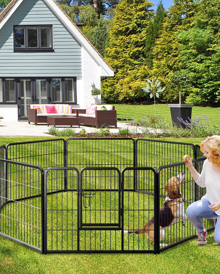 Giantex Dog Playpen Outdoor 24" H - 8/16 Panels Metal Pet Fence for Puppies Small Dogs, Portable Dog Fence for Yard Garden RV Camping