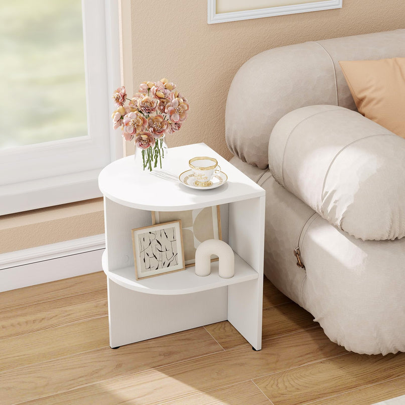 Tables d'appoint demi-lune à 2 niveaux Giantex