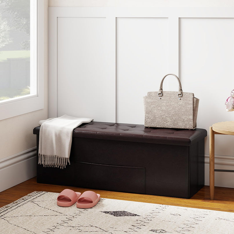 Giantex 43 Inches Folding Storage Ottoman Bench for Living Room