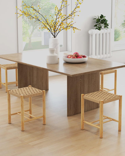 Giantex Wood Stools Set of 2, 18" Tall Boho Backless Stool Chairs with Rubber Wood Legs