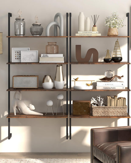 Giantex 4 Tier Modern Wall Mounted Bookshelf Set