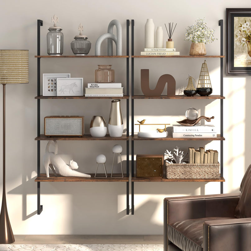 Giantex 4 Tier Modern Wall Mounted Bookshelf Set