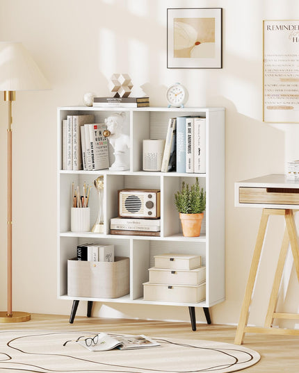 Giantex 7-Cube Bookcase 3-Tier Modern Bookshelf with 4 Metal Legs(31.5" x 9.5" x 42")