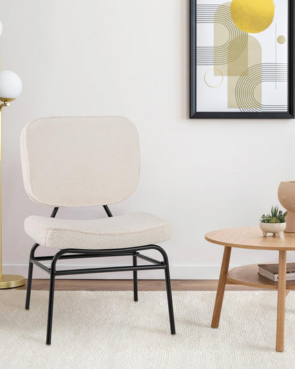 Giantex Modern Armless Accent Chair - Sherpa Reading Chair with Sponge Padding